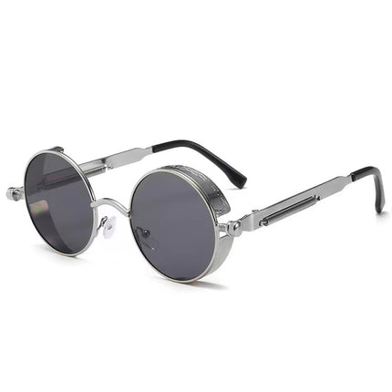 Classic Steampunk Sunglasses for Men and Women Retro Round Metal Frame Sunglasse