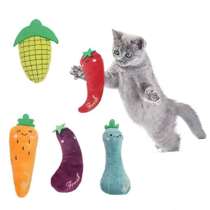 5Pcs Catnip Cat Toys Soft Plush Teeth Grinding Interactive Sound Play Toys