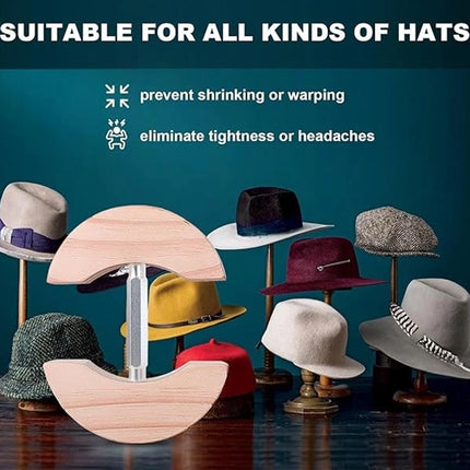 Hat Stretcher Adjustable Wooden Hat Extender for Fitted Hats Size 7.5" to 9.8"