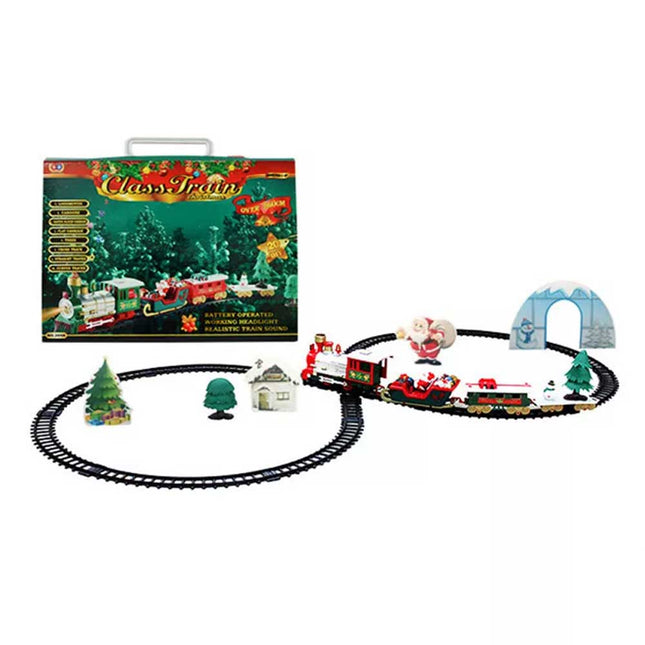 Musical Santa Christmas Tree Train Rail Track Set Light Sound Kids toy Xmas Gift
