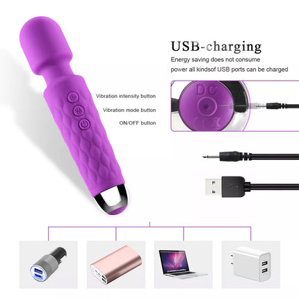 Rechargeable Clit Vibrator 20 Speeds Massage Wand Sex Toys for Women Masturbator