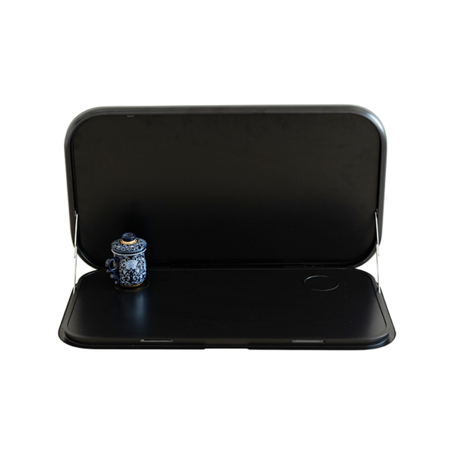 White Wall‑Mount Fold‑Down Caravan Picnic Table, Keyless Latch with LED Lighting & Backing Plate, 900 x 550mm