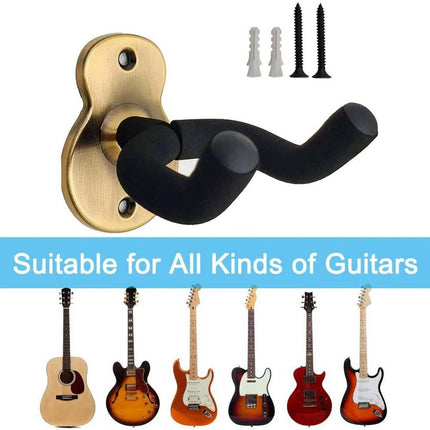 2 Pack Metal Non-Slip Guitar Wall Mount Hanger - Universal for Guitar & Ukulele