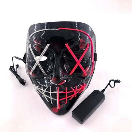 LED Purge Mask, Glow in The Dark Light Up Halloween Scary Mask for Rave Festival Costume