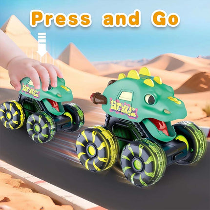 3X Dinosaur Light Up Monster Truck Toys, Press and Go Car Play Set, Fun Gift for All Ages