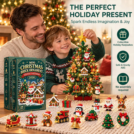 Mini Christmas Brick Ornament Advent Calendar 2026, 24 Days PVC Hanging Ornaments for Christmas Tree & Wreath Decor