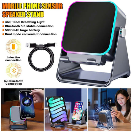 5-in-1 Wireless Induction Bluetooth Audio Speaker with Integrated Phone Stand