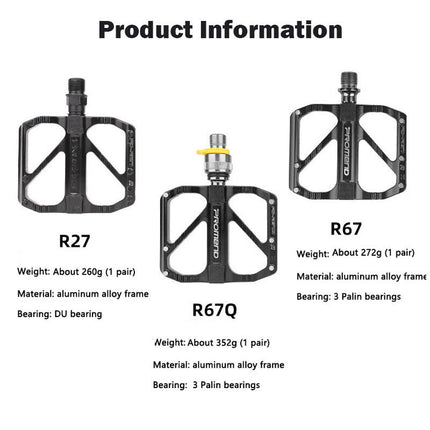 PROMEND Ultralight 3 Bearings Pedal Anti-slip Quick Release Aluminum Alloy
