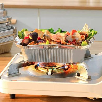20Pcs Rectangle Disposable Aluminum Foil Air Fryer Pans - BBQ Drip Pans & Food Packaging Trays, No-Cover Design for Baking, Roasting, Grilling, Meal Prep & Leftovers Storage