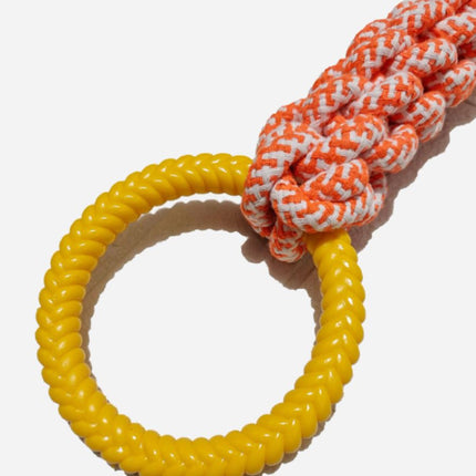 Durable Cotton Rope Dog Tug Toy with Rubber Ring, for Large Dogs