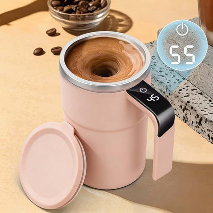 Pink Self Stirring Coffee Mug for Women, Electric Magnetic Rechargeable Auto Mixing Cup for Coffee Tea