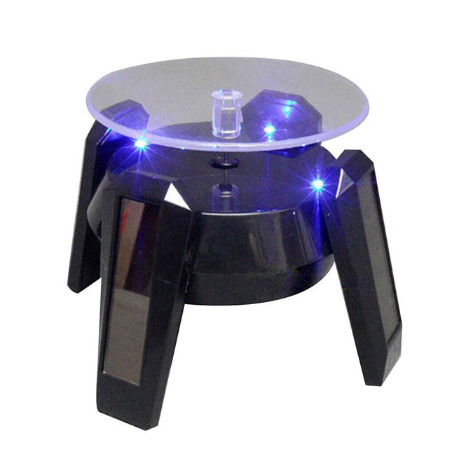 Solar Battery Powered 360 Display Turntable Rotating Stand & Rack Jewelry Phone
