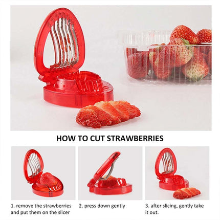 Stainless Steel Strawberry Slicer Tool, Fruit Cutter with Sharp Blade for Easy Strawberry Slicing
