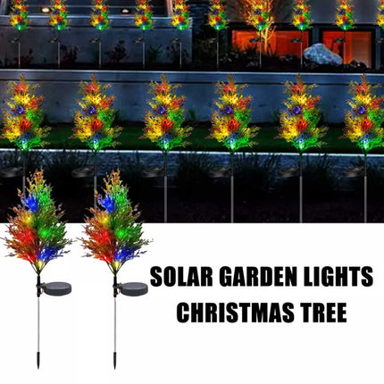 2‑Pack Solar Pine Tree Stake Lights, Waterproof LED Christmas Garden Decor