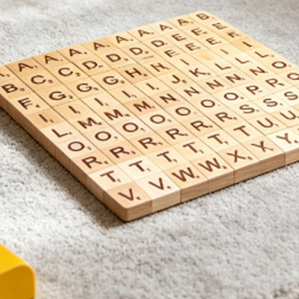 100 Wooden Tiles with Black Letters & Numbers for Crafts & DIY Projects