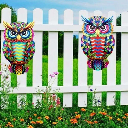 4PCS Magnetic Metal Owl Wall Decor Garden Fence Hanging Art Ornament