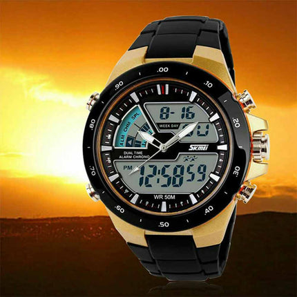 Chronograph Men Sport Wrist Watch Digital Big Dial Date Analog Military