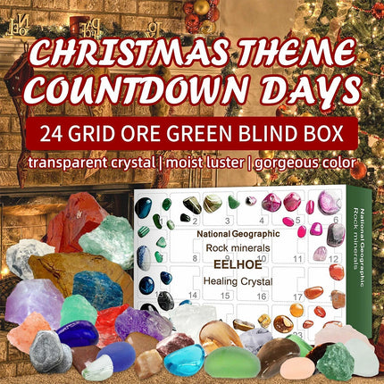2025 Christmas Crystal Advent Calendar - 24 Healing Crystals & Minerals Countdown Box