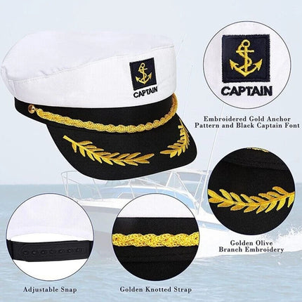 Navy Captain Hat Skipper Yacht Hat Sailor Costume Cosplay Fancy Dress