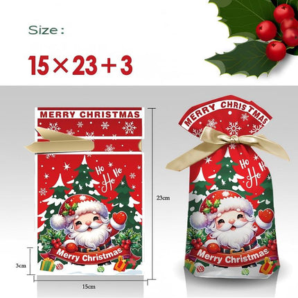 50PCS Christmas Wrapping Bags - 3 Cute Patterns Festive Gift Bags for Christmas Day, 15X23CM Portable Gift Bags Perfect for Holiday Presents