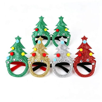 Christmas Novelty Party Glasses, Snowman & Reindeer Antler Costume Frame, Xmas Photo Prop Decoration