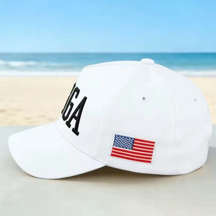 Adjustable USA Flag Baseball Cap 45-47 Embroidered Strapback Hat for Everyday Wear