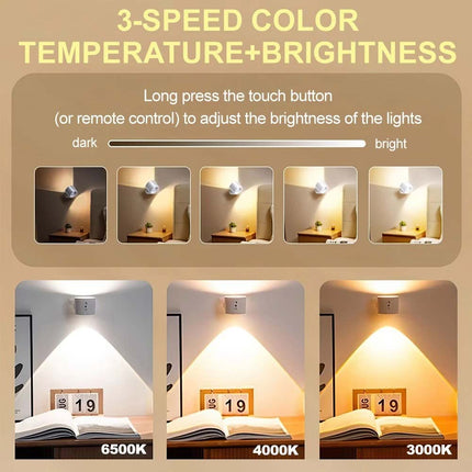 Rechargeable LED Wall Sconce Light, Magnetic Wall Mounted Night Lamp with Remote Control