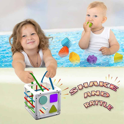 Toddler Montessori Sensory Playset, Educational Shape Sorting Stacking Blocks Baby Learning Toy