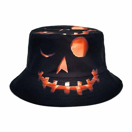 Halloween Hats Prop Creative Cartoon Pumpkin Printed Sun-shade Fisherman Hat