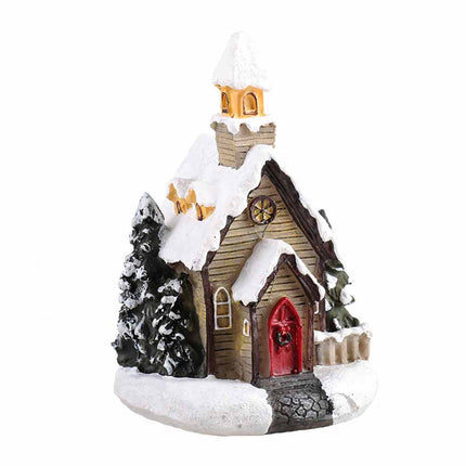 Christmas Decoration Resin Small House Micro Landscape LED Resin House Xmas Gift