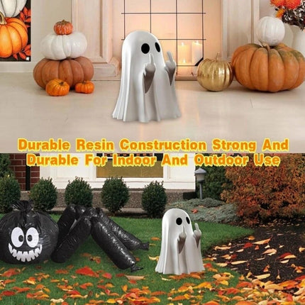 "9CM Funny Middle Finger Ghost Statue | Halloween Resin Figurine for Home Decor