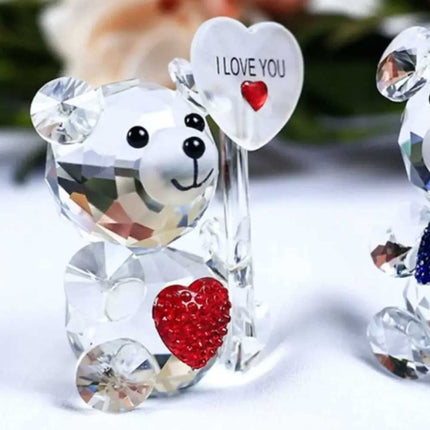 Crystal Bear Figurine with Love Sign Desktop Ornament