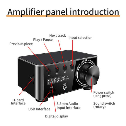 Wireless Digital Amplifier Board Stereo Bluetooth MP3 Power Single Amplifier