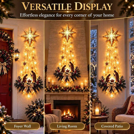 Holy Family Nativity Wall Decor, LED Light‑Up Christmas Hanging Ornament