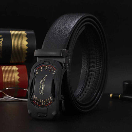 Mens Leather Belt Detachable Waistband Cuttable Strap Automatic Steel 120CM