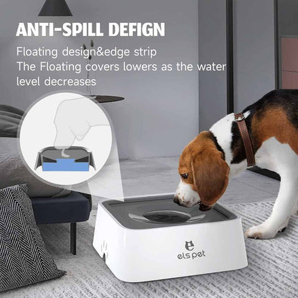 1.5L Non Spill Slow Feeder Pet Water Bowl with Filter, Leakproof Automatic Filtered Dog Drinking Bowl