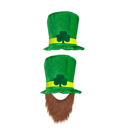 Adult Children's day St. Patricks Day Hat with Beard Leprechaun Caps Holiday Party