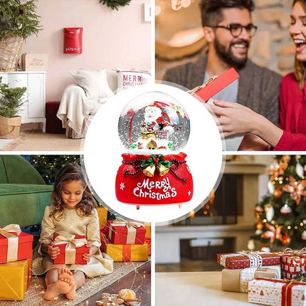 Christmas Santa Musical Snow Globe with Colour Changing LED Lights, Red Base, 12cm Indoor Festive Decor