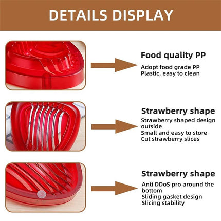 Stainless Steel Strawberry Slicer Tool, Fruit Cutter with Sharp Blade for Easy Strawberry Slicing