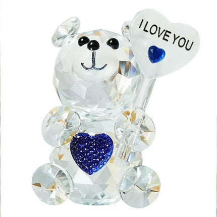 Crystal Bear Figurine with Love Sign Desktop Ornament