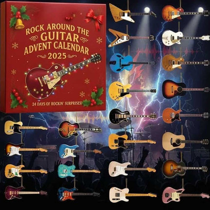 2025 Rock Around the Guitar Advent Calendar – 24 Days Christmas Countdown (2D Flat Design)