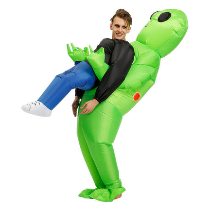 Halloween Green Scary  Alien Inflatable Costume Blow Up Party Dress Pump Gift