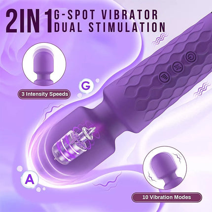 Rechargeable Clit Vibrator 20 Speeds Massage Wand Sex Toys for Women Masturbator