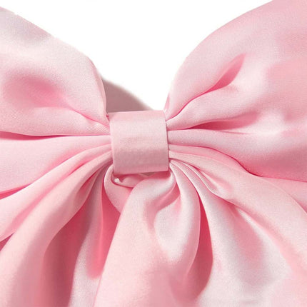 Korean Style Long Satin Bow Hair Clip, Premium Fabric Zinc Alloy Spring Barrette, Elegant Hair Accessory for Women & Girls