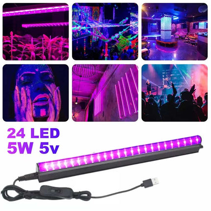 USB 24Leds LED UV Ultraviolet Strip Tube Light Bar Club Party Lamp Blacklight