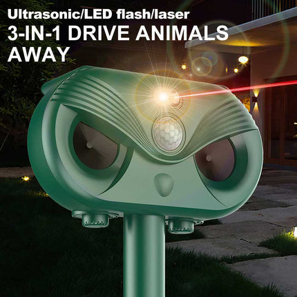 Ultrasonic Solar Cat Dog Repellent Fox Pest Scarer Deterrent Repeller Garden