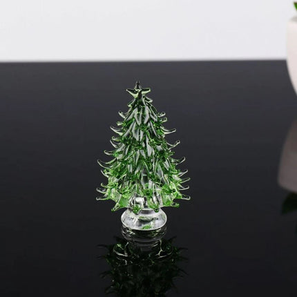 Cute Crystal Tree Figurine , Christmas Miniature Tree Home Decor with Protective Cover