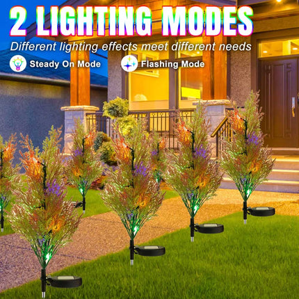 2‑Pack Solar Pine Tree Stake Lights, Waterproof LED Christmas Garden Decor