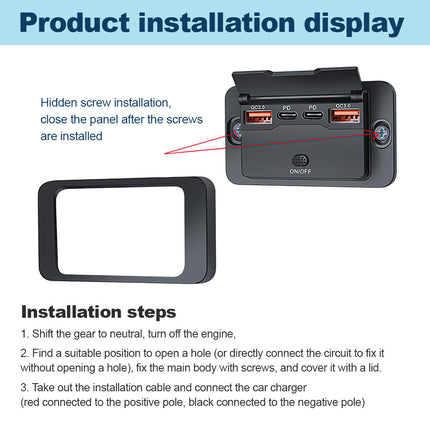 Car DC 12V-24V PD Type C USB Port Fast Charger Socket Power Outlet Panel Charge