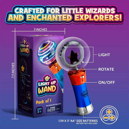 Light Up Spinning LED Magic Wand, Sensory Light Toy for Kids, Autism Calming Light Wand with Flashing Effects